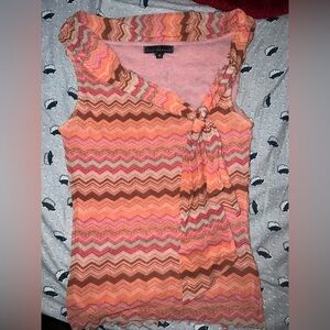 Weston Wear Chevron Blouse - Pink and Brown